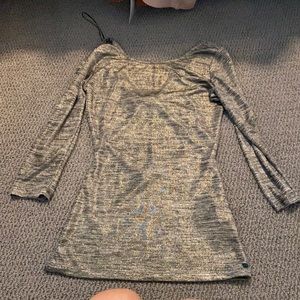 Guess gold open bow back blouse 3/4 sleeve